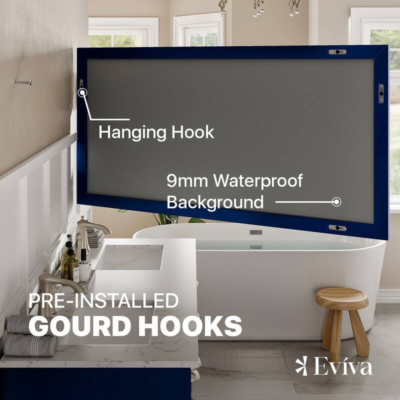 Eviva Acclaim 60" x 30" Rectangular Blue Wooden Framed Mirror
