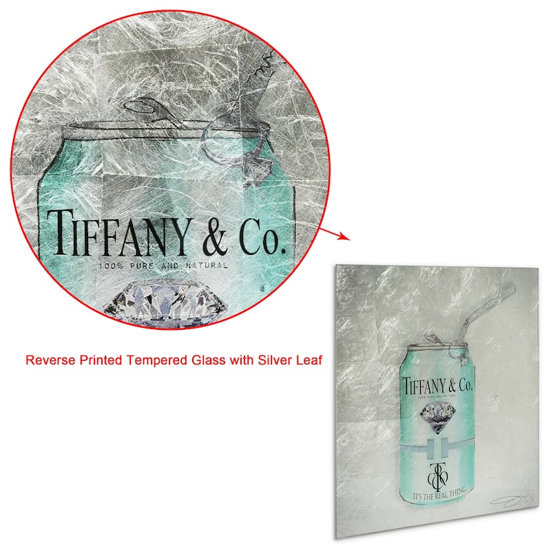 Fashion Drinks Reverse Printed Tempered Glass with Silver Leaf