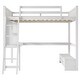 preview thumbnail 7 of 22, Solid Wood Loft Bed with Bulit-in Desk and LED Light, Full Size Loft Bedframe with Storage Bench, Shelves, 2 Drawers & USB Port