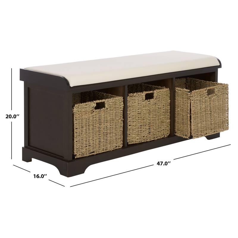 SAFAVIEH Eola Grey/ White Storage Bench - 47" x 16.1" x 19.9" - 47"W x 16"D x 20"H