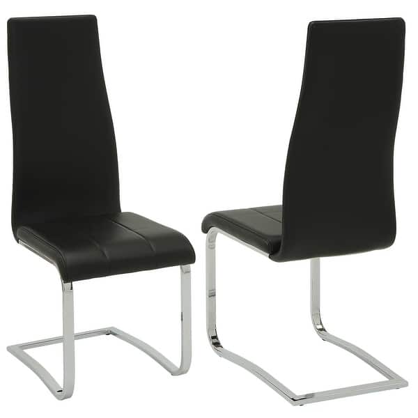 Contemporary Modern Design Black Upholstered Dining Chair with Chrome