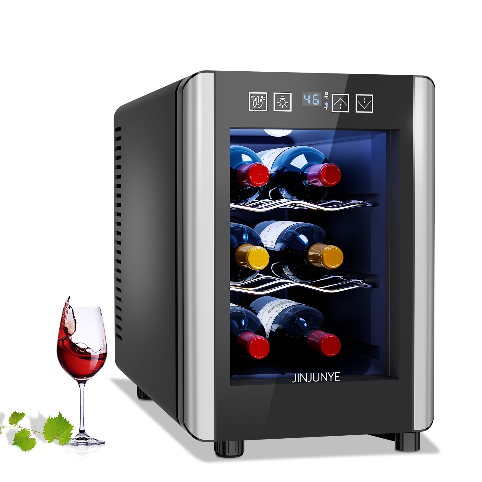 6-Bottle Wine Cooler Refrigerator(46-66°F),Mini Freestanding
