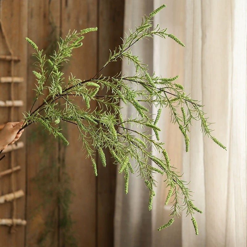RusticReach Artificial Large Rosemary Stem in Green 49" Tall