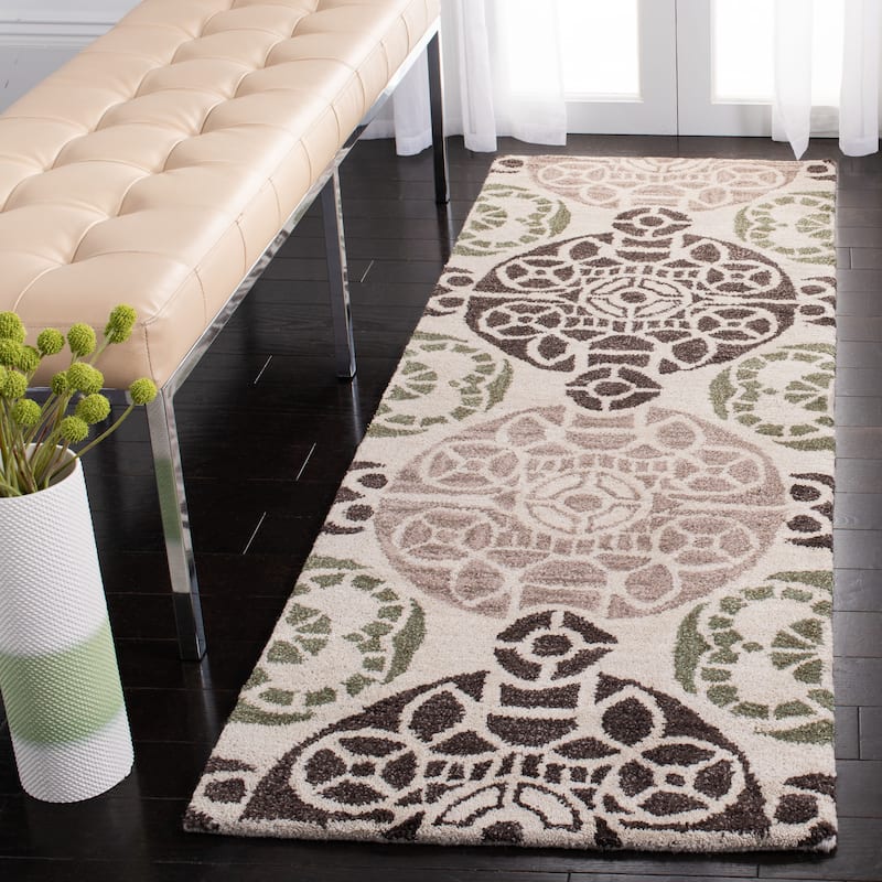 SAFAVIEH Handmade Wyndham Dinie Modern Wool Rug - 2'3" x 7' Runner - Ivory/Brown
