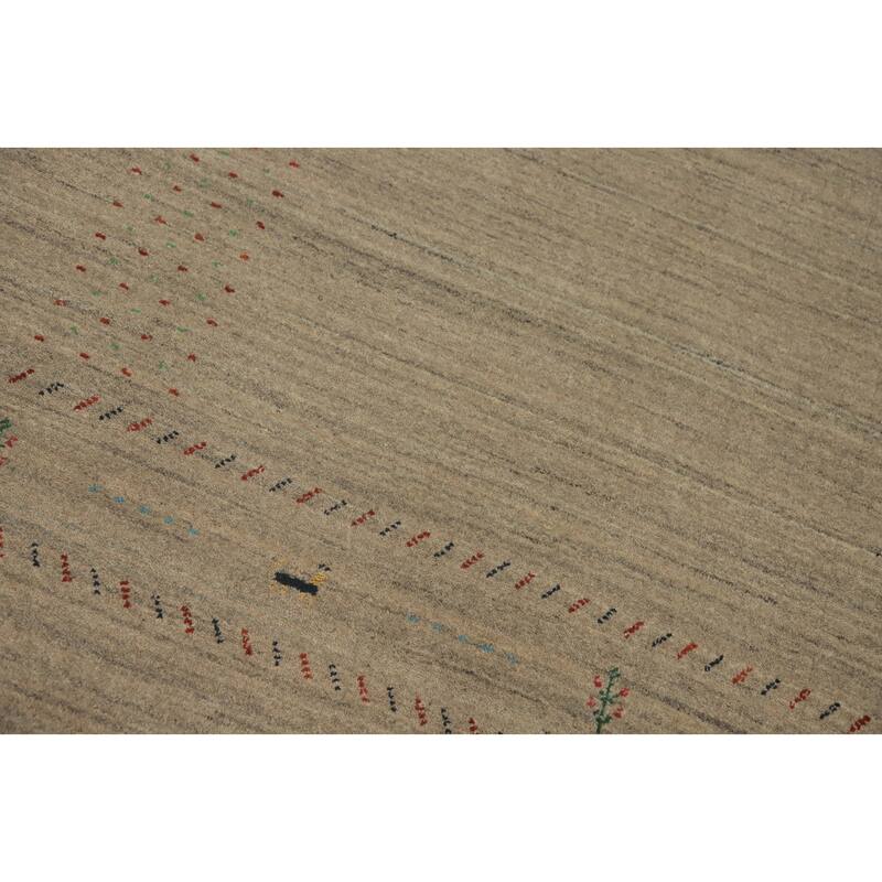 Hand Knotted Oriental 100% Wool Carpet Tribal Animal Pictorial Beige & Ivories Gabbeh Area Rug - 7' 9'' X 5' 1''