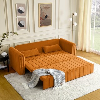 Velvet 3 in 1 Pull-Out Sleeper Bed Upholstered Convertible Futon Sofa ...