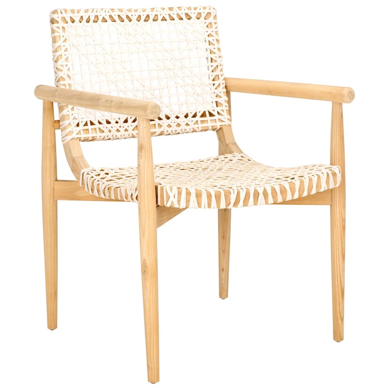 SAFAVIEH Clarissa Solid Wood & Leather Accent Chair (Fully Assembled) - W23" x D23" x H33" - 23Wx23Dx33H