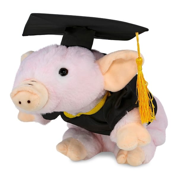 slide 2 of 6, DolliBu Squat Piggy Graduation Plush Toy with Gown and Cap with Tassel - 7 inches