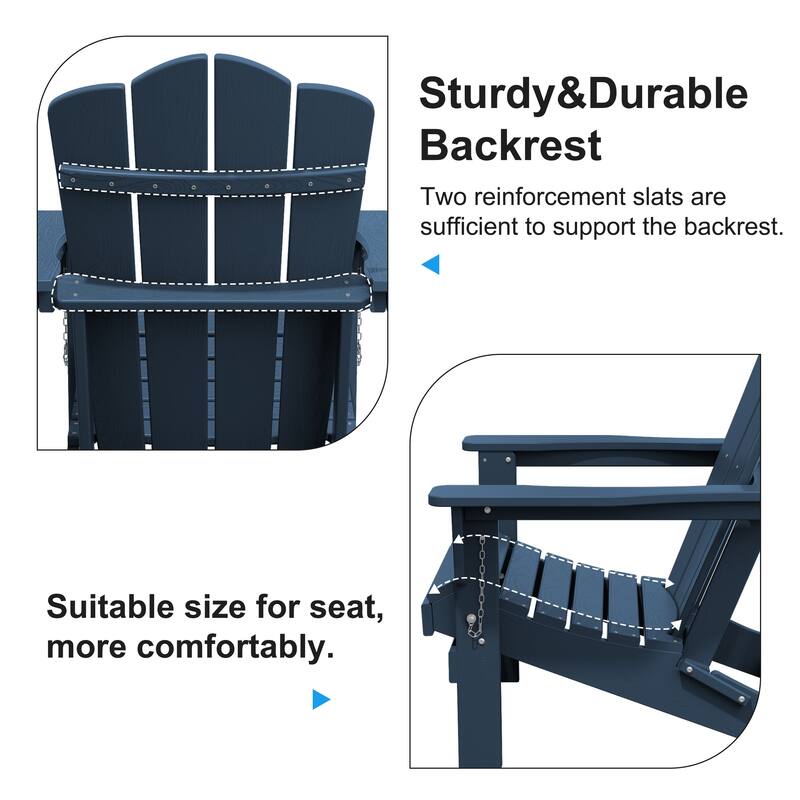 Plastic Folding Outdoor Patio Adirondack Chair With Slat Seat