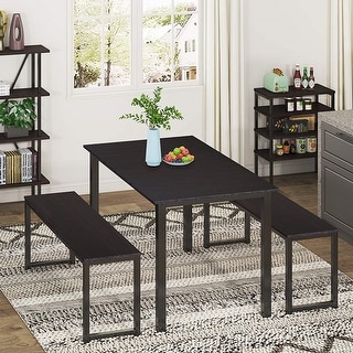 HOMURY 3 Piece Dining Table Set with Two Benches - Bed Bath & Beyond ...
