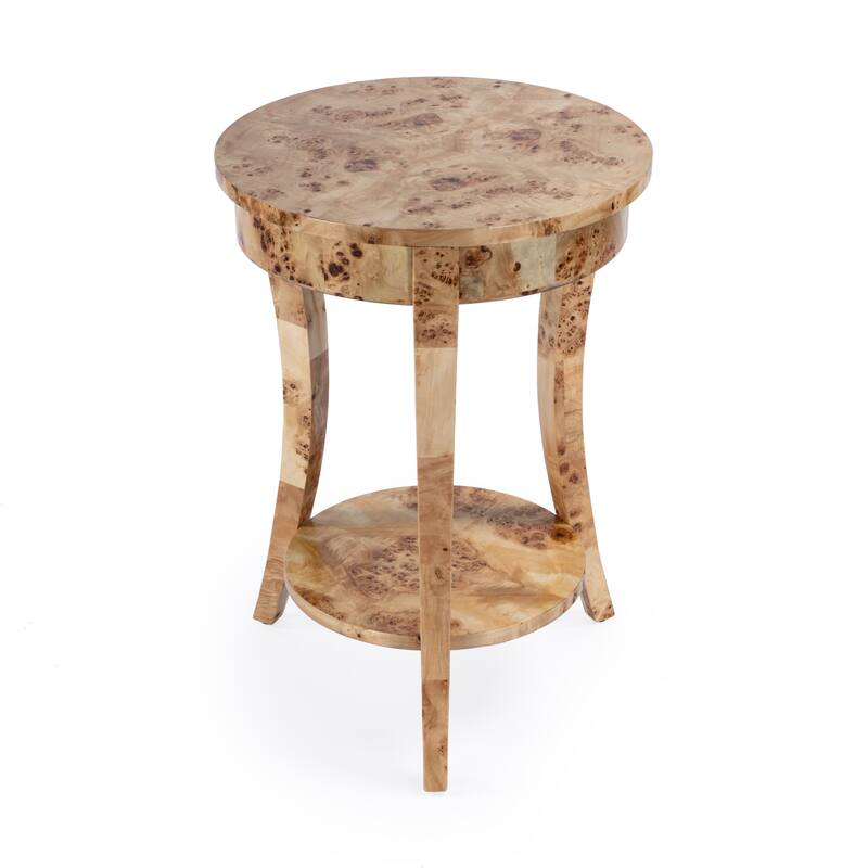 Holdin Round Burl Wood 18"W Side Table