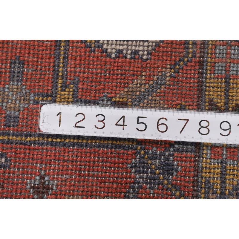 Blue Geometric Heriz Serapi Oriental Area Rug Hand-Knotted Wool Carpet - 8'8"x 11'10"