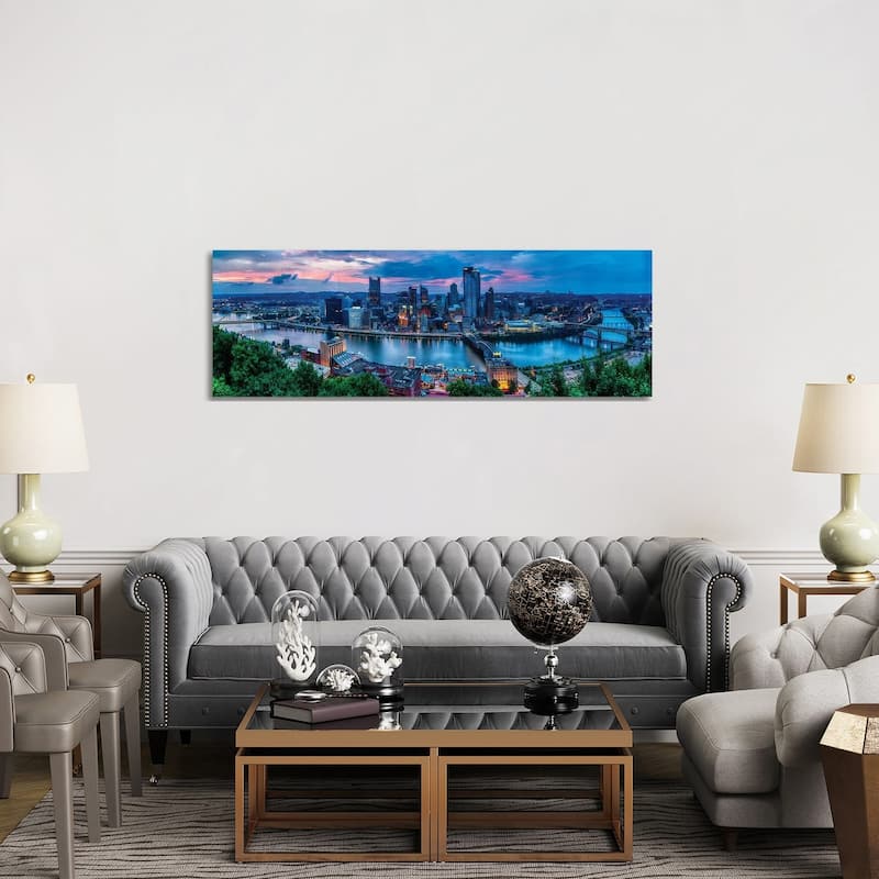 iCanvas "Skyline Panorama Of Pittsburgh Viewed From Mount Washington" by George Oze Canvas Print - 20x60x1.5
