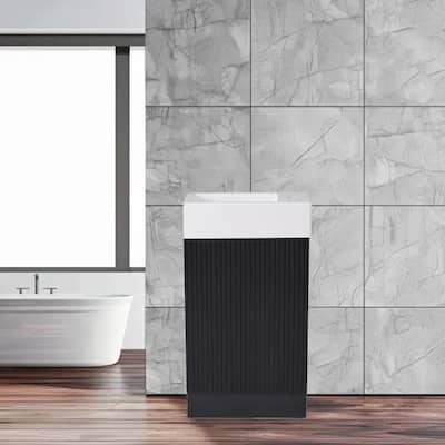 18.6" Freestanding Bathroom Vanity with Sink, Storage Cabinet & Toilet Paper Holder, Left or Right Setup