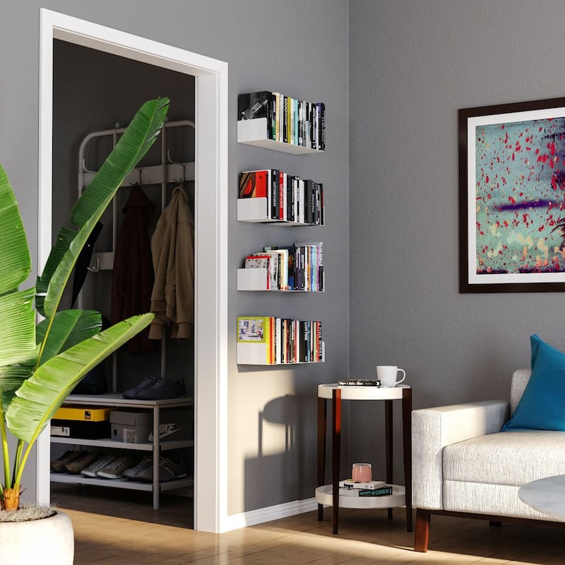 Wallniture Bali U Shape Floating Shelves Metal Bookshelf Wall Hanging Shelf (Set of 2)