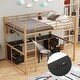 preview thumbnail 1 of 14, Full Metal Loft Bed w/Desk, Drawers & Bedside Tray, Charging, USB Ports & Socket, Metal Bed Frame with Ladder & Guardrails Gold+Black - Full
