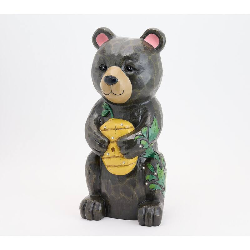 18 in. Bear Indoor/Outdoor Illuminated Garden Statue