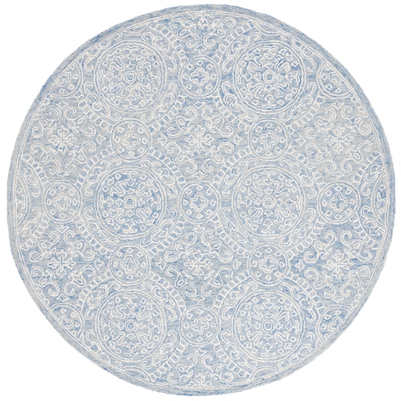Lauren Ralph Lauren Handmade Reineke Casual Wool Rug - 7' Round - Blue/Ivory