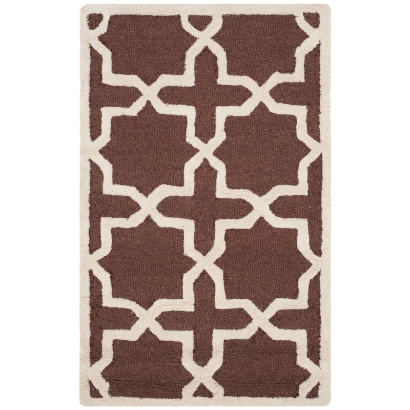SAFAVIEH Handmade Cambridge Remedios Geometric Wool Rug - 2' x 3' - Dark Brown/Ivory