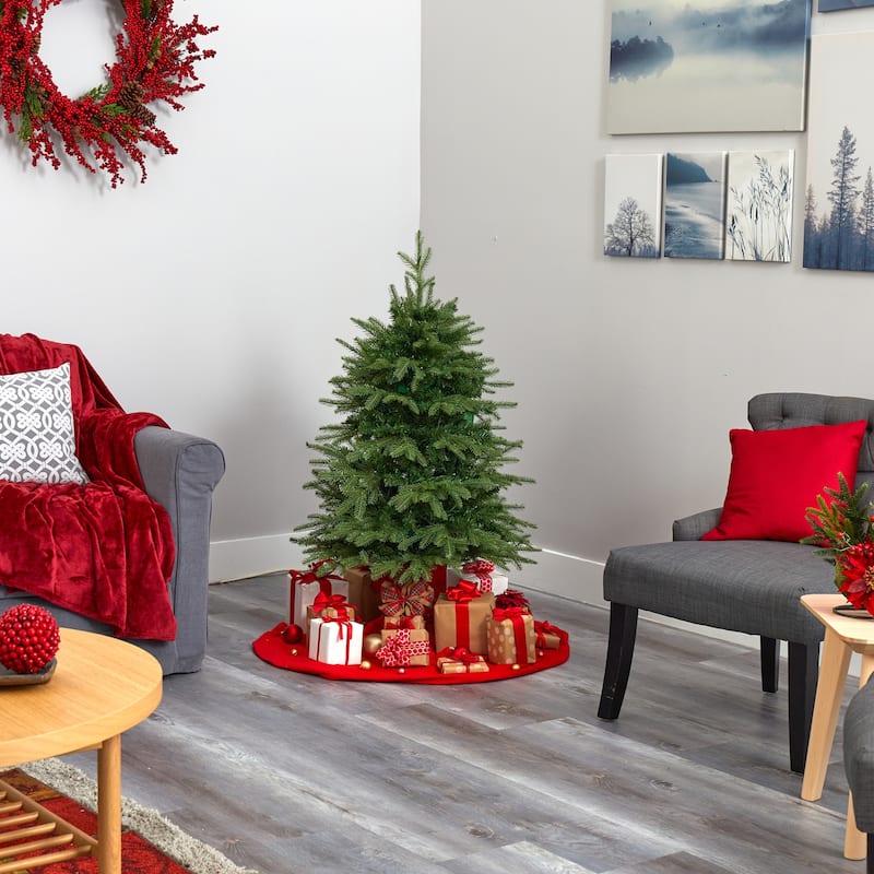 4ft Artificial Christmas Tree with Lights - Holiday Decor, Bendable Branches, Festive Tree for Home - Green - 48