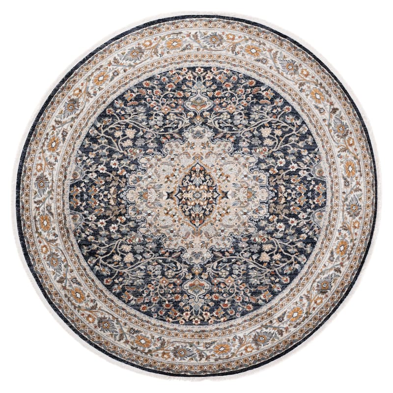 SAFAVIEH Lauren Ralph Lauren Kitza Transitional Rug - 6'7" Round - Ivory/Navy