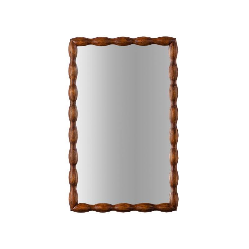 GDFStudio - Olivia Mid-Century Modern Wall-Mounted Mirror with Solid Wood Frame