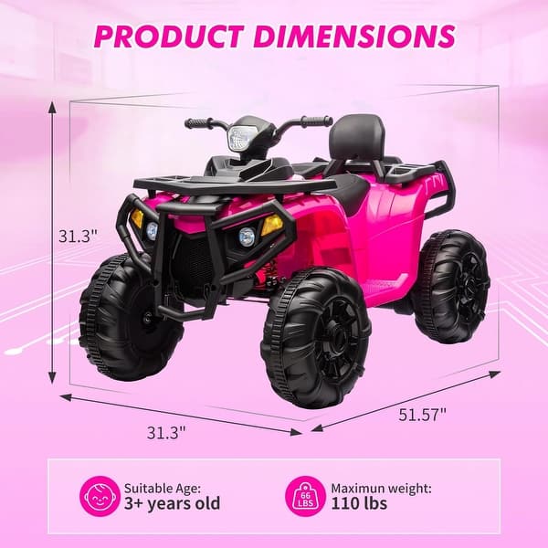 dimension image slide 2 of 6, Kids Ride On Car ATV Battery Powered Car