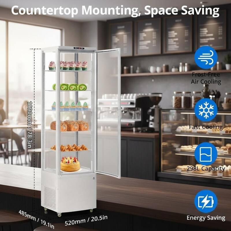 10.5 Cu.Ft Rolling Commercial Refrigerator Display Case, With LED Light