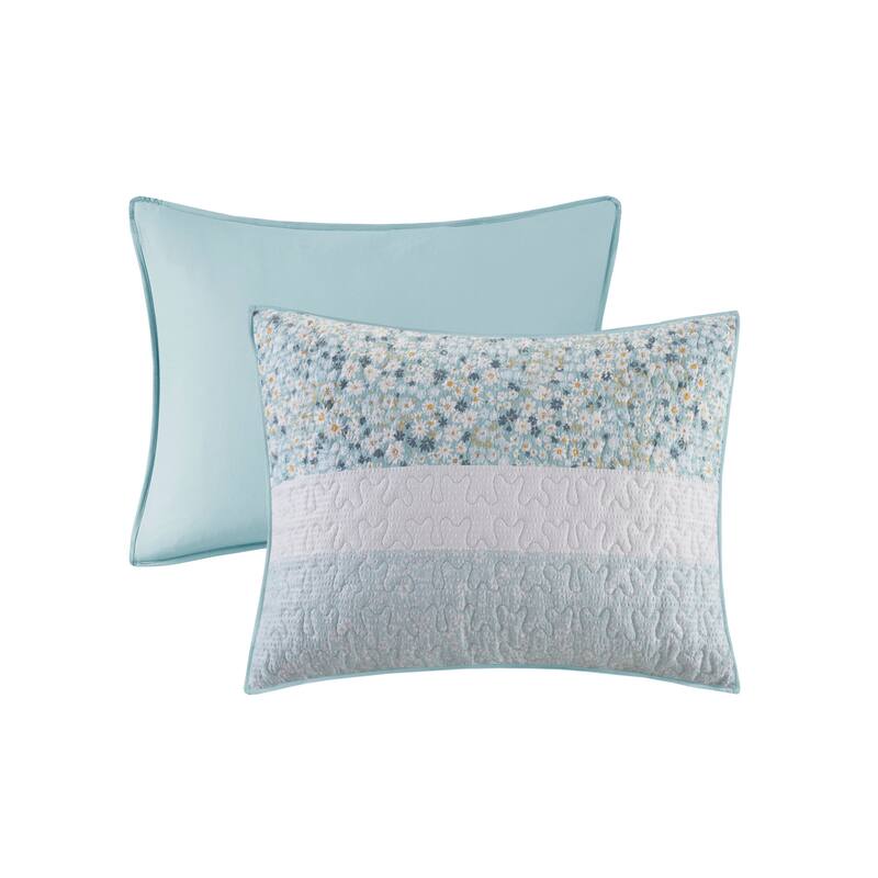 Madison Park Evian 4 Piece Seersucker Quilt Set with Throw Pillow