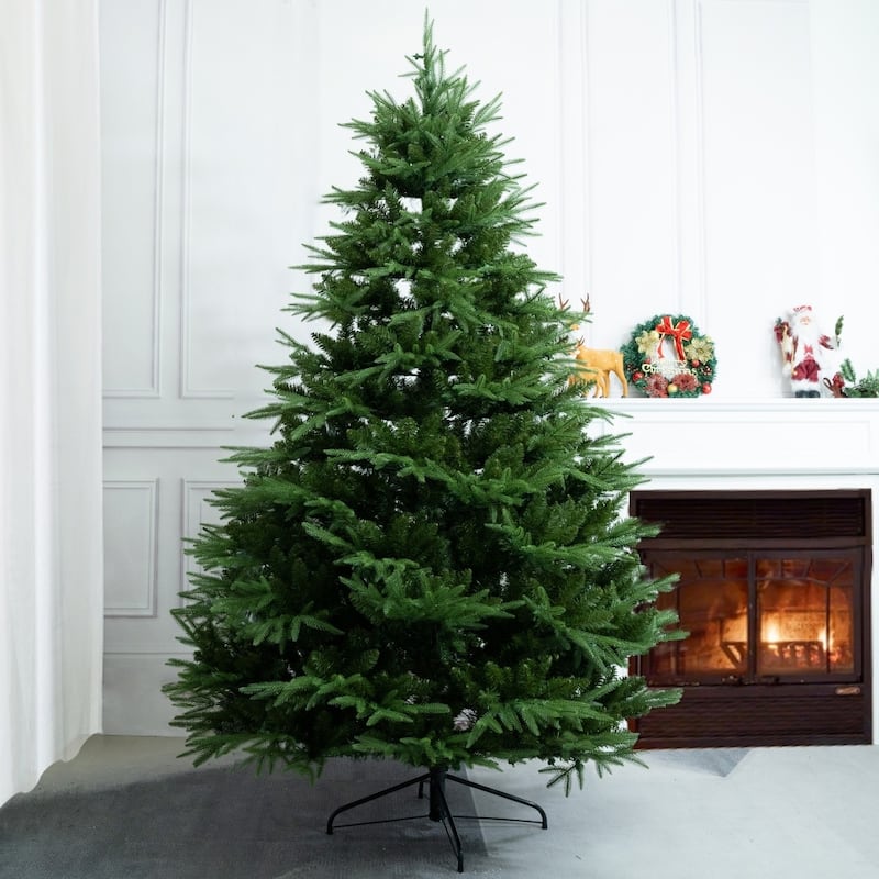 7FT Modern Holiday PE & PVC Mixed Foliage Green Christmas Tree