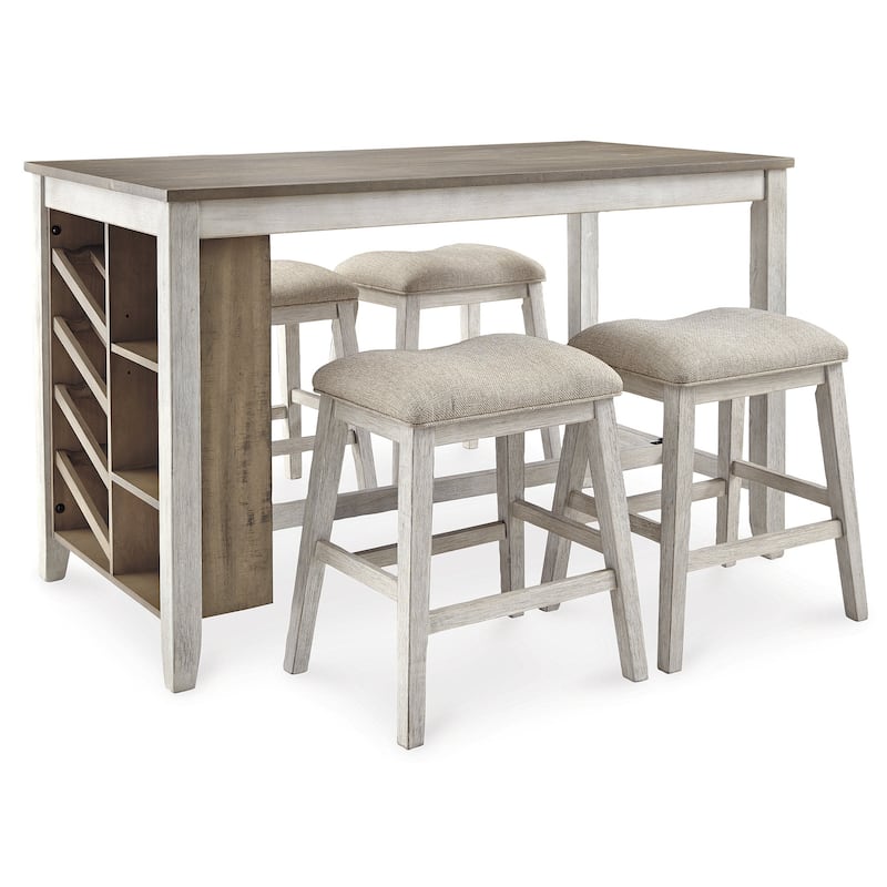 Signature Design by Ashley Skempton White / Light Brown 5-Piece Counter Height Dining Package