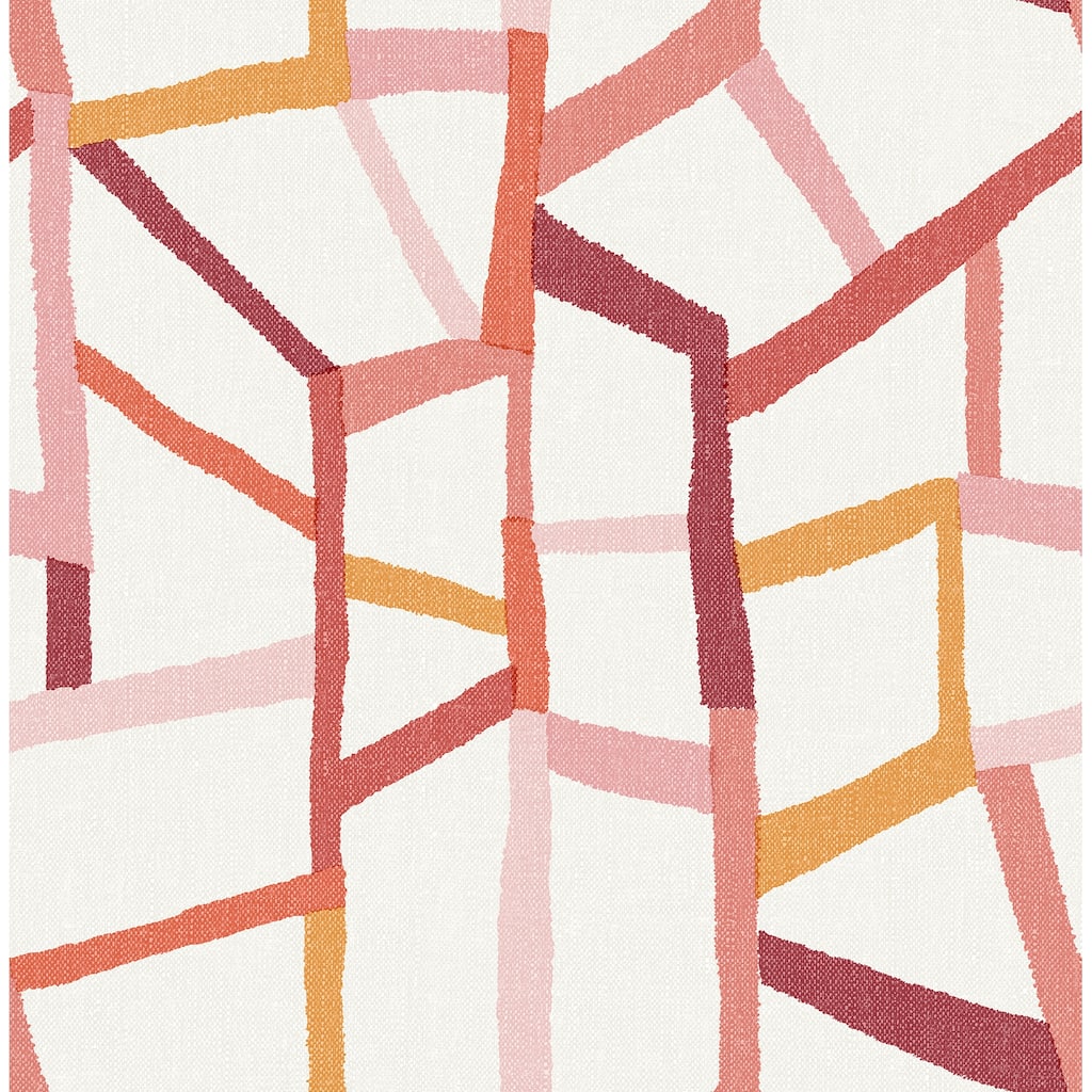 A-Street Prints Tate Pink Geometric Linen Wallpaper