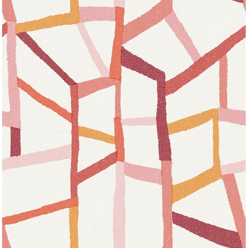 A-Street Prints Tate Pink Geometric Linen Wallpaper