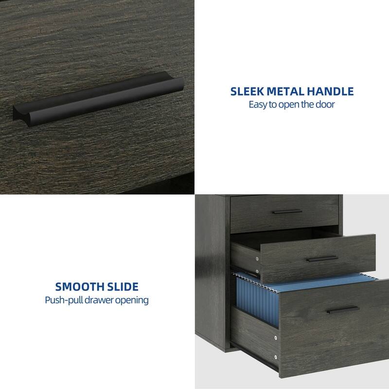 Moasis 65-inch L Shaped Computer Office Desk with Cabinet Drawers Gaming Desk w/Power Outlets & LED Lights