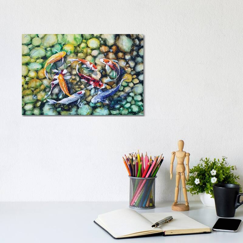 iCanvas "Eight Koi Fish Playing With Bubbles" by Zaira Dzhaubaeva Canvas Print - 8x12x0.75