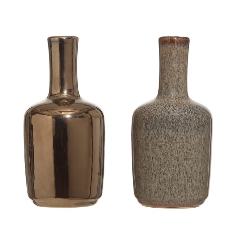 Stoneware Vases with Reactive Glaze Finish (Set of 8 Styles)