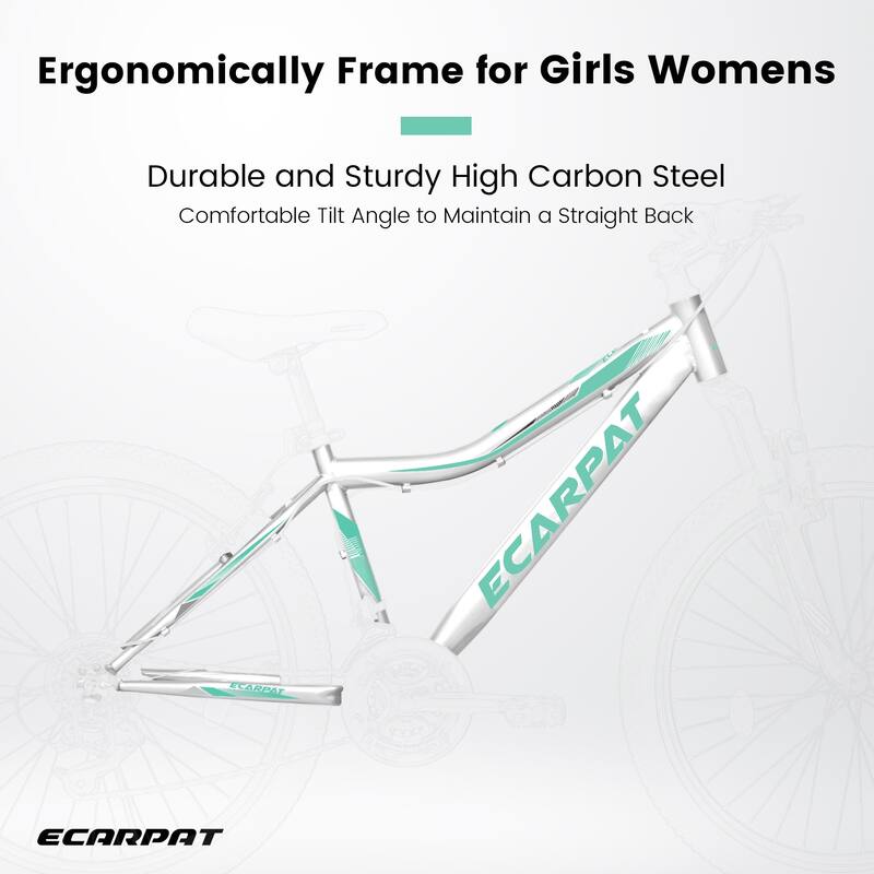 Mountain Bike High-Density Carbon Steel Frame, 21 Speed Road Bicycle with Front Suspension, Dual V-Brakes, 80% Pre-Assembled