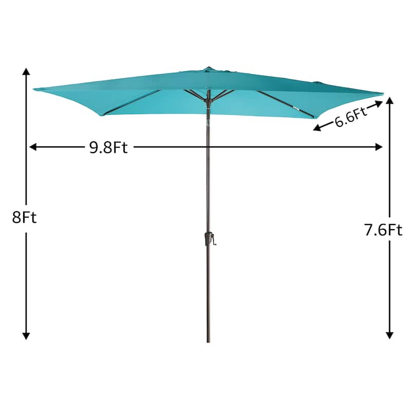 10' x 6.5' Patio Rectangular Market Umbrella with Crank and Tilt