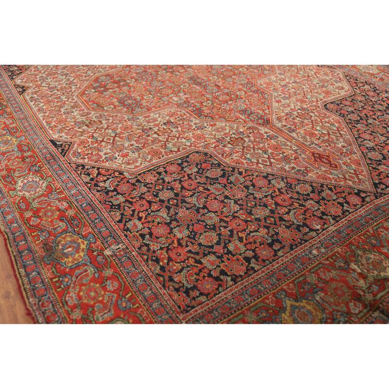 Pre-1900 Antique Vegetable Dye Senneh Persian Rug Handmade Wool Carpet - 4'8" x 6'8"