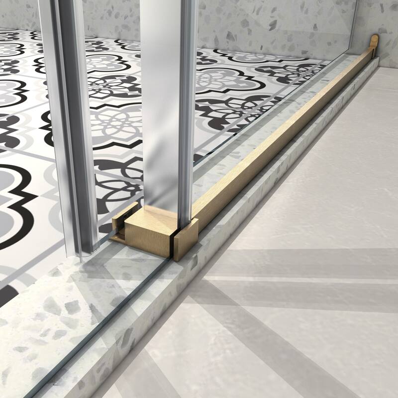 55 to 60 in. W x 76 in. H Sliding Frameless Shower Door with 5/16 Inch (8mm) Thick Tampered Glass