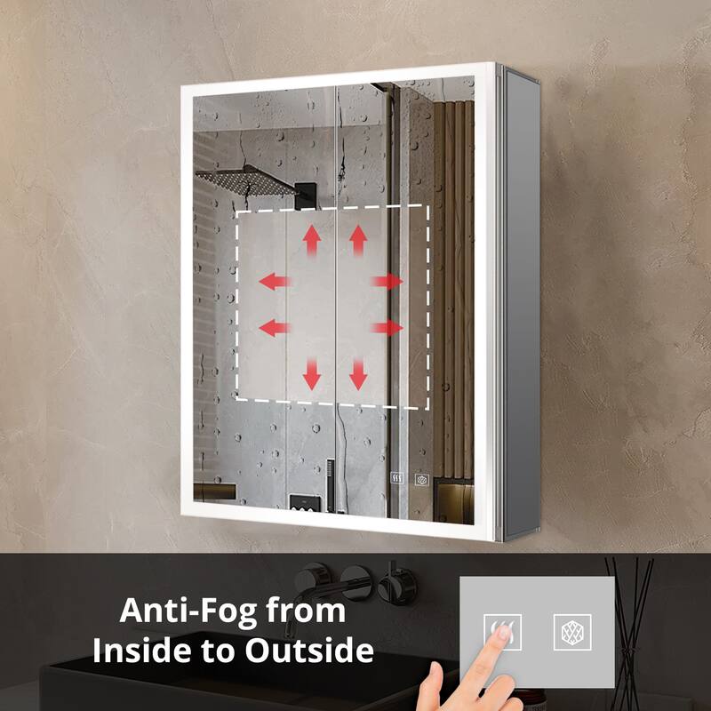 Mesa Surface-Mount LED Mirror Medicine Cabinet with Defogger