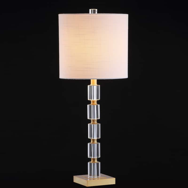 Nala 28.5" Crystal LED Table Lamp, Clear/Brass (Set of 2) by JONATHAN Y
