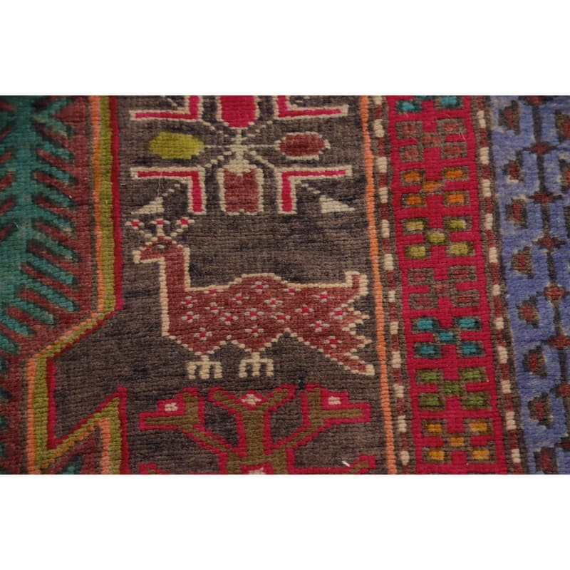 Hand Knotted Oriental 100% Wool Carpet Traditional Tribal Multi-Colored Heriz Runner Rug - 10' 2'' X 3' 5''