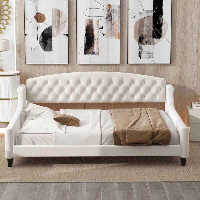 Full Velvet Daybed with Button Tufted Backrest