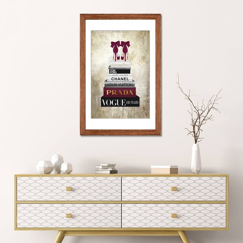 iCanvas "Tall Book Stack With Burgundy Shoes & Gold Background" by Amanda Greenwood
