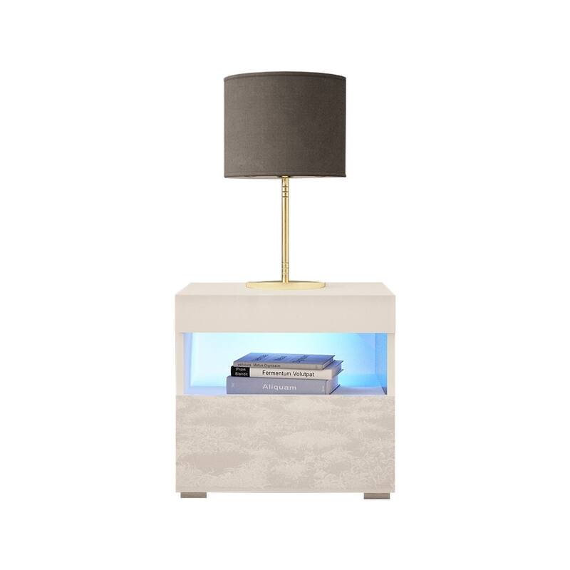Strick & Bolton Cyrena High-gloss Nightstand with LED Lights