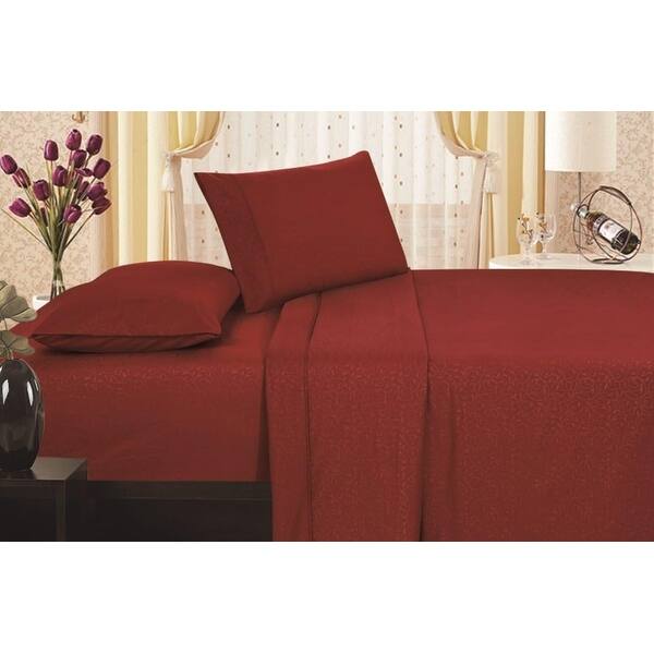 Décor&More 1800 Series Twin Size 3 Piece Vine Embossed Sheet Set