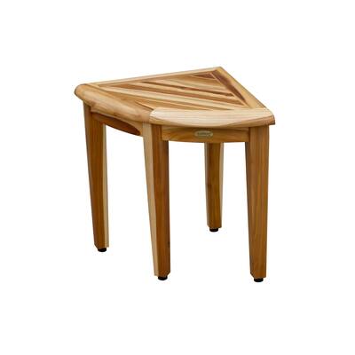 Compact Corner Teak Shower Seat & Shaving Stand- EcoDecors EarthyTeak Oasis- EarthyTeak Finish