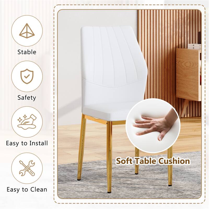 Side Chair Reception Chair White Gold Meeting Room Chair Set of 4 Kitchen Chair Lounge Chair with Metal Legs