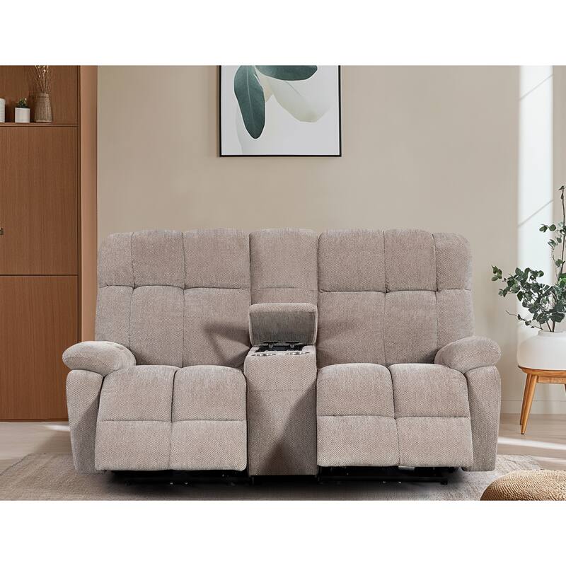 Dual Motor Power Recliner Sofa 2 Seater Multiple Combinations, Beige Fabric